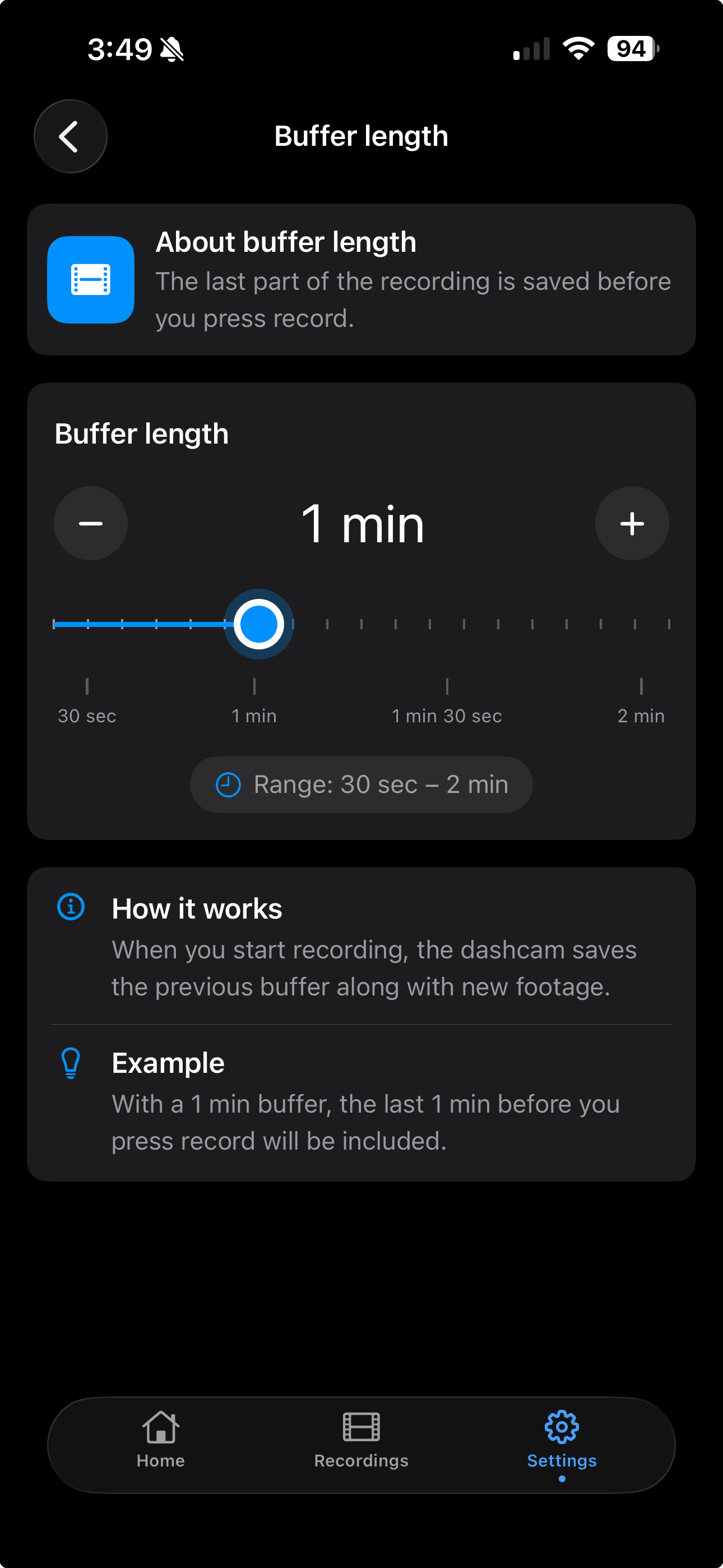 Loop Recording app screen