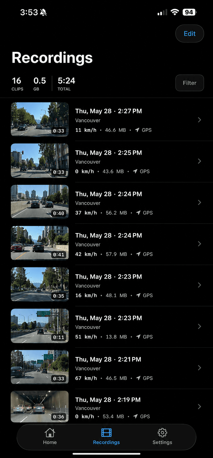 DriveVision app screen